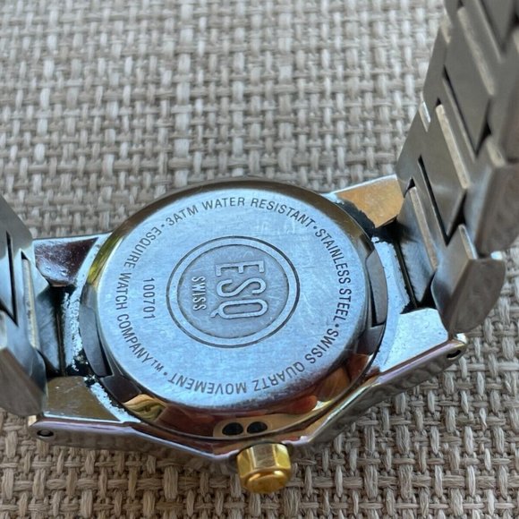 ESQ OCEANIA Swiss Women Wrist Watch Date Calendar Analog Quartz Silver/Gold Tone - Picture 11 of 13